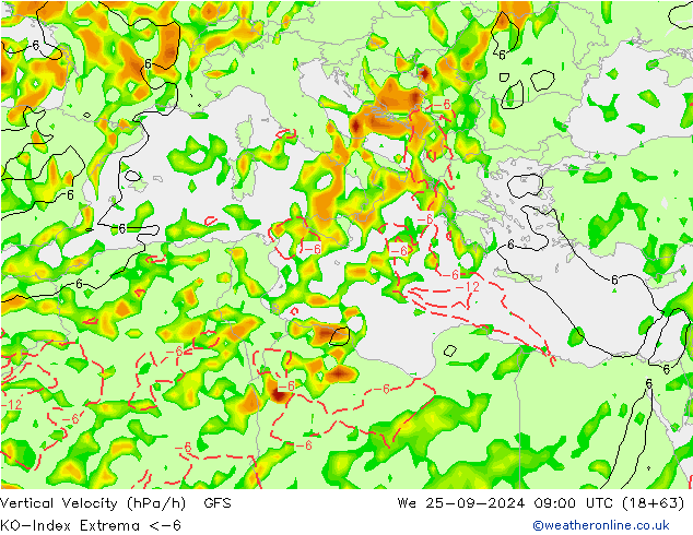 Convection-Index GFS mer 25.09.2024 09 UTC