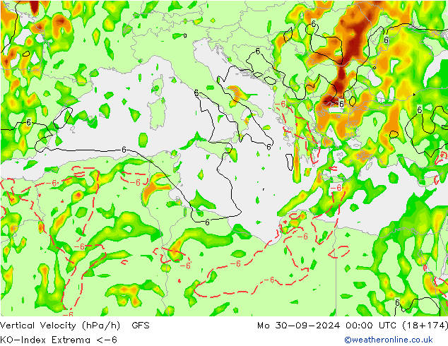 Konvektiv-Index GFS Mo 30.09.2024 00 UTC