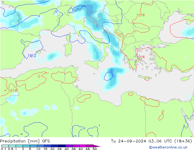 Précipitation GFS mar 24.09.2024 06 UTC