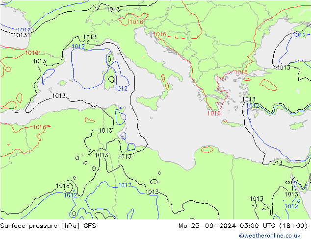 Surface pressure GFS Mo 23.09.2024 03 UTC