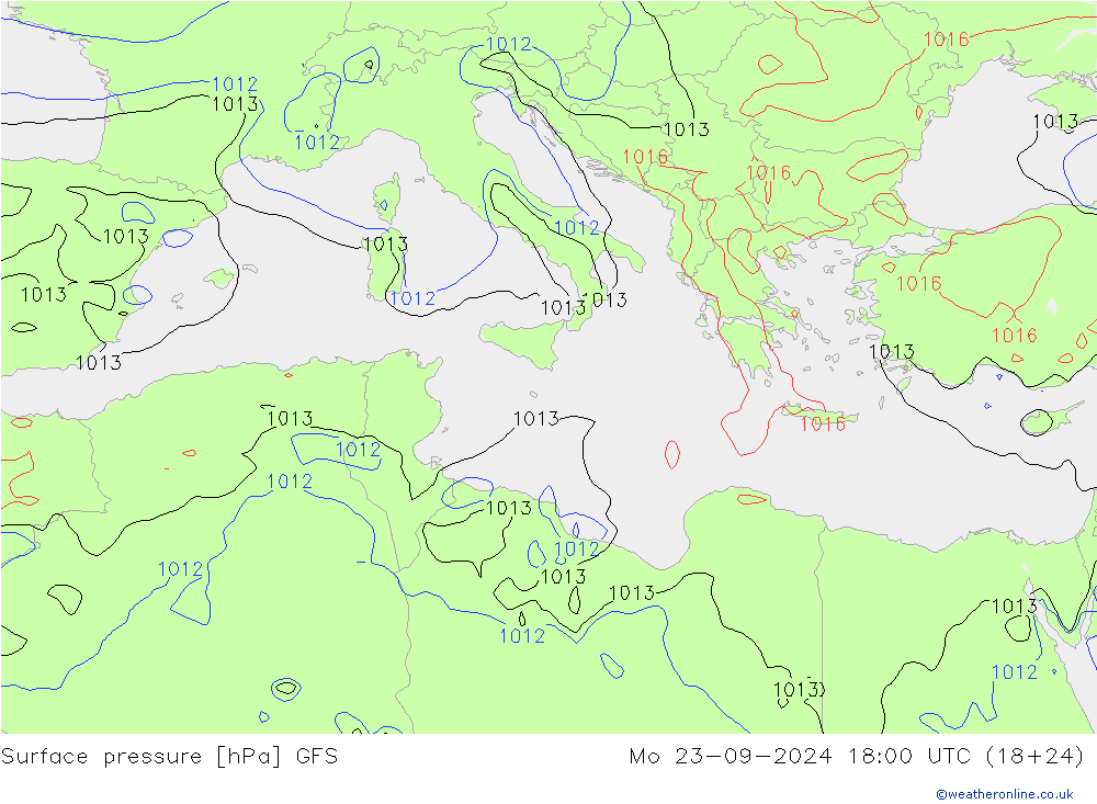 ciśnienie GFS pon. 23.09.2024 18 UTC