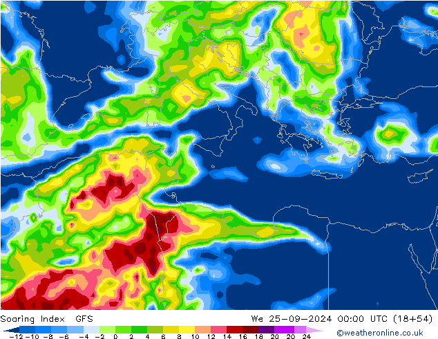 Soaring Index GFS wo 25.09.2024 00 UTC