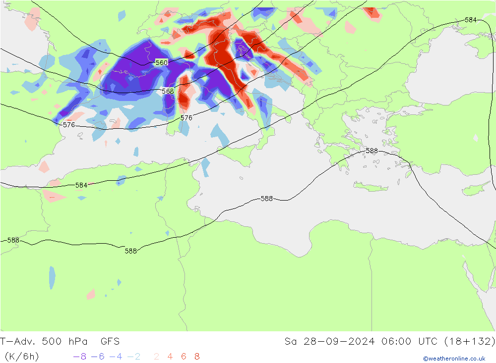 T-Adv. 500 hPa GFS Sa 28.09.2024 06 UTC