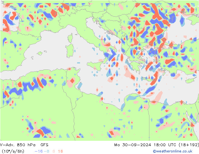 V-Adv. 850 hPa GFS Po 30.09.2024 18 UTC