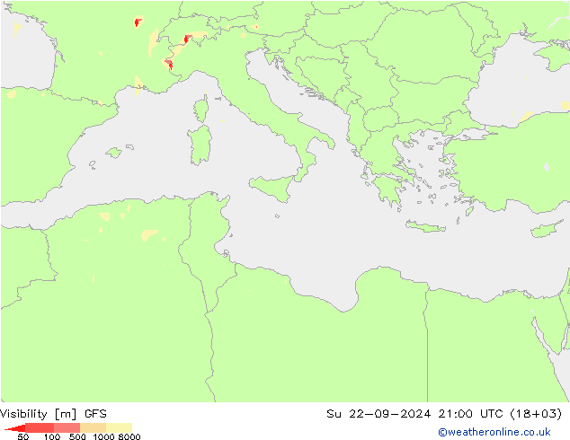 Visibilidad GFS dom 22.09.2024 21 UTC