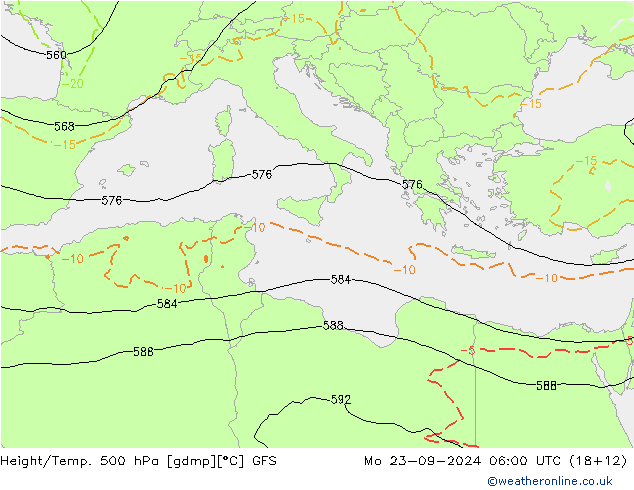 Z500/Rain (+SLP)/Z850 GFS lun 23.09.2024 06 UTC