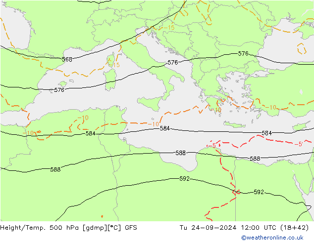 Hoogte/Temp. 500 hPa GFS di 24.09.2024 12 UTC