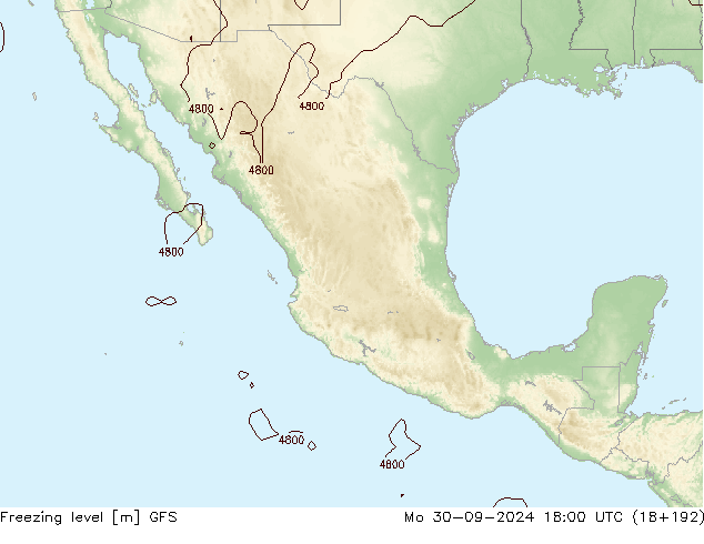 Freezing level GFS Mo 30.09.2024 18 UTC