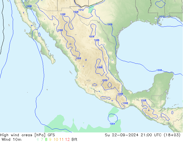 High wind areas GFS Su 22.09.2024 21 UTC