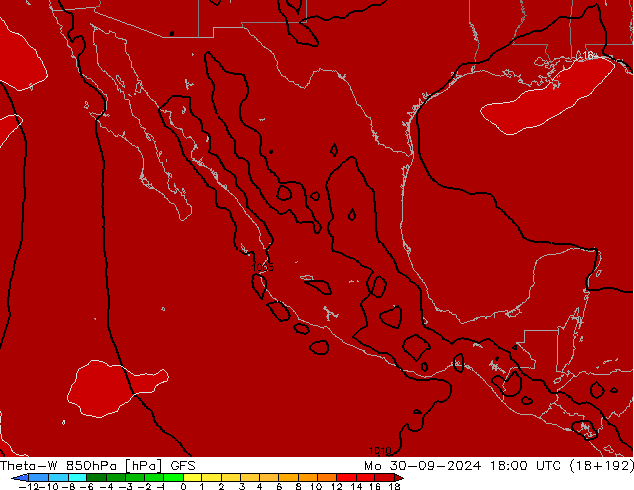 Theta-W 850hPa GFS Mo 30.09.2024 18 UTC