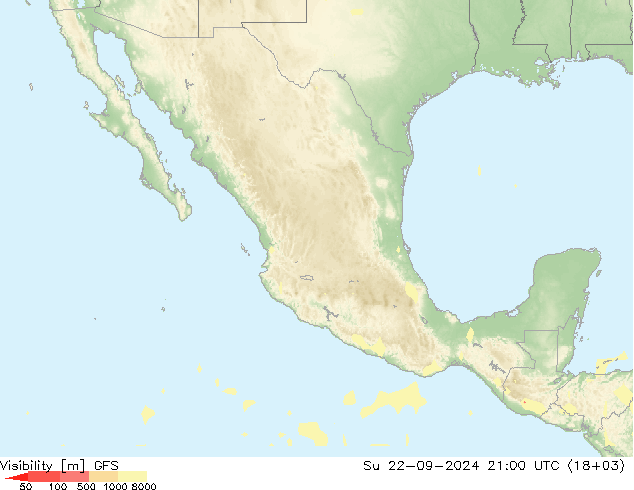 Visibility GFS Su 22.09.2024 21 UTC