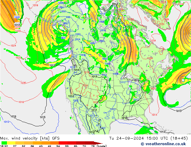 Max. wind velocity GFS mar 24.09.2024 15 UTC