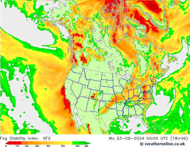 Fog Stability Index GFS Mo 23.09.2024 00 UTC