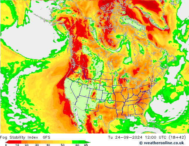 Fog Stability Index GFS Di 24.09.2024 12 UTC