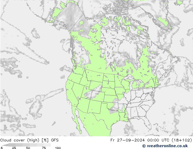 vysoký oblak GFS Pá 27.09.2024 00 UTC