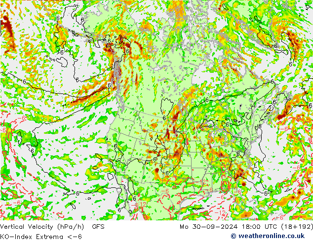 Convection-Index GFS Mo 30.09.2024 18 UTC