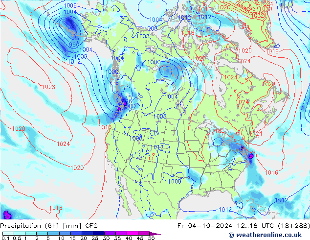 Z500/Rain (+SLP)/Z850 GFS Fr 04.10.2024 18 UTC