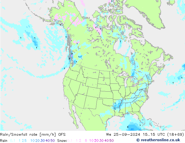 Rain/Snowfall rate GFS St 25.09.2024 15 UTC