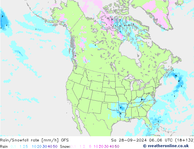 Regen/Sneeuwval GFS za 28.09.2024 06 UTC