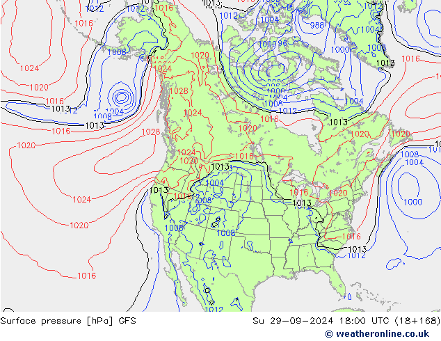 Atmosférický tlak GFS Ne 29.09.2024 18 UTC