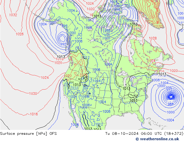 Bodendruck GFS Di 08.10.2024 06 UTC