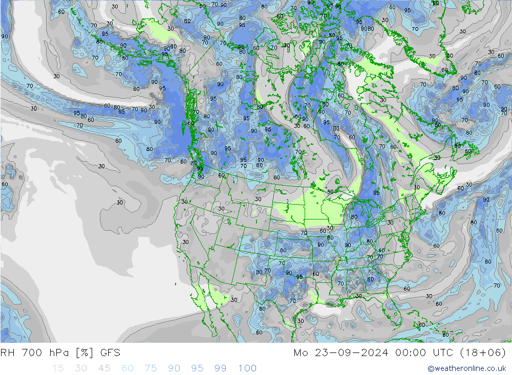 700 hPa Nispi Nem GFS Pzt 23.09.2024 00 UTC