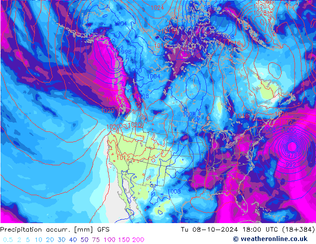 Nied. akkumuliert GFS Di 08.10.2024 18 UTC