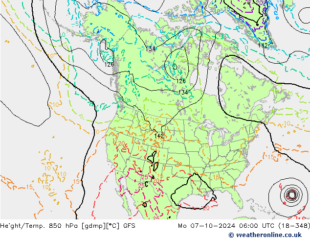 Z500/Rain (+SLP)/Z850 GFS Mo 07.10.2024 06 UTC