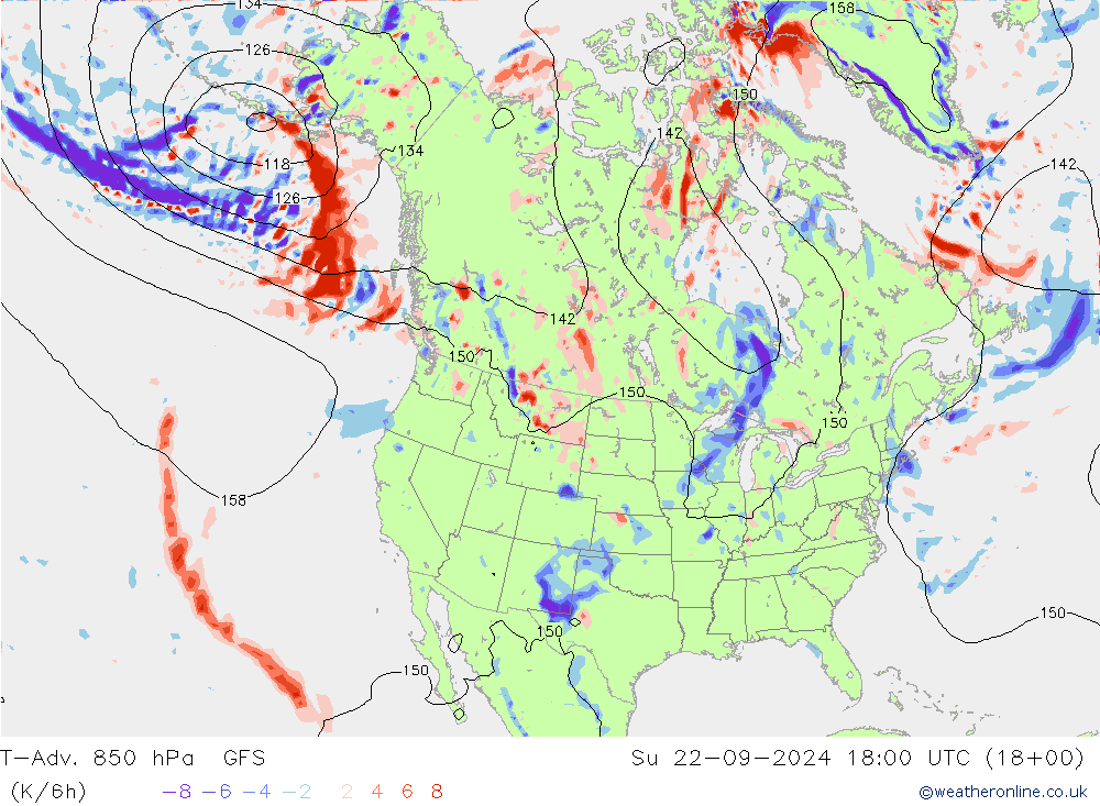 T-Adv. 850 hPa GFS So 22.09.2024 18 UTC