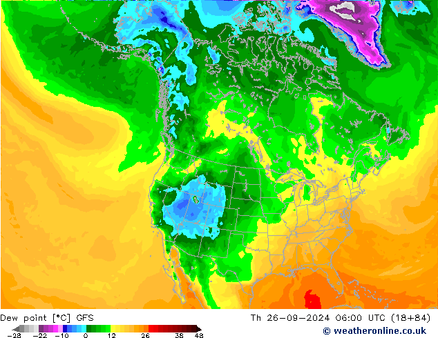 Dew point GFS Th 26.09.2024 06 UTC