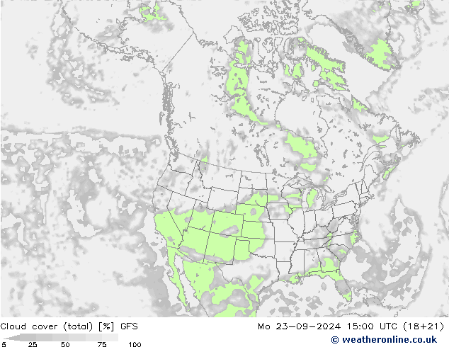 облака (сумма) GFS пн 23.09.2024 15 UTC