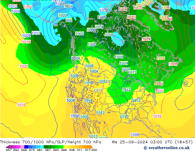 Thck 700-1000 hPa GFS  25.09.2024 03 UTC