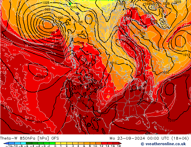 Theta-W 850hPa GFS wrzesień 2024