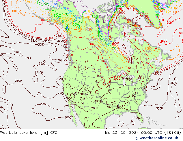 Wet bulb zero level GFS wrzesień 2024