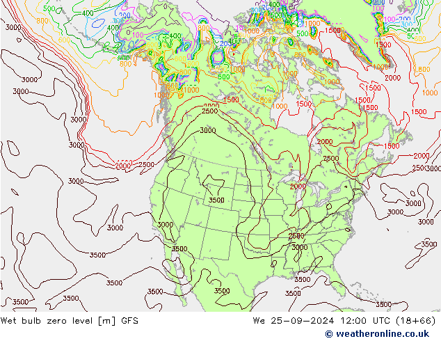 Theta-W Nulgradenniveau GFS wo 25.09.2024 12 UTC