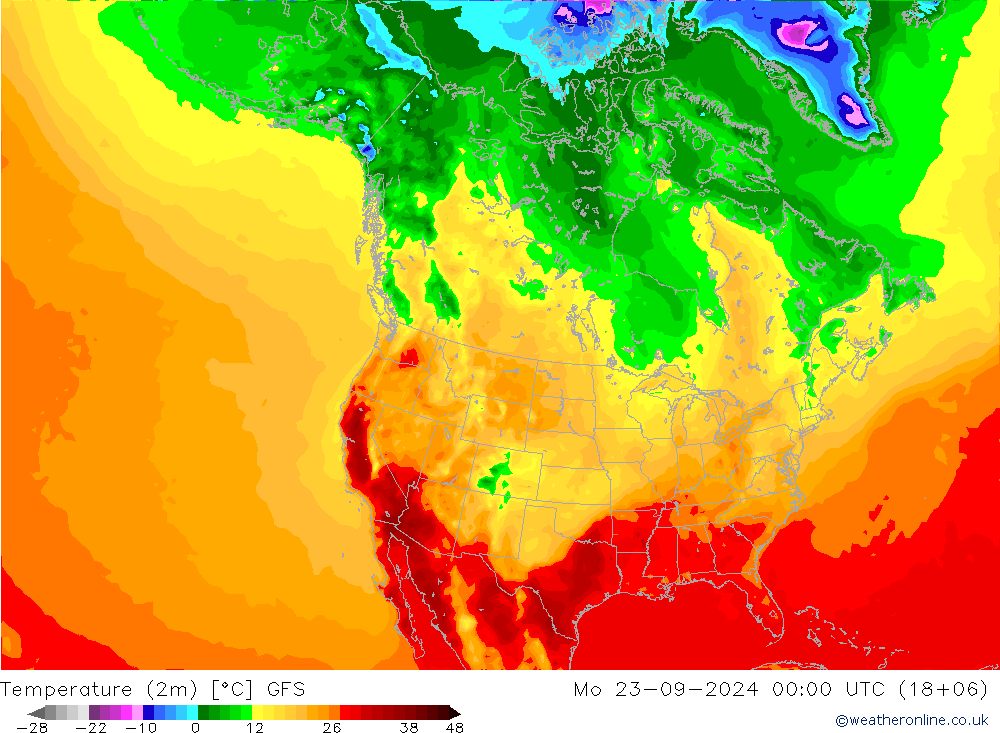 Temperatura (2m) GFS lun 23.09.2024 00 UTC