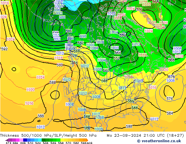 Dikte 500-1000hPa GFS ma 23.09.2024 21 UTC