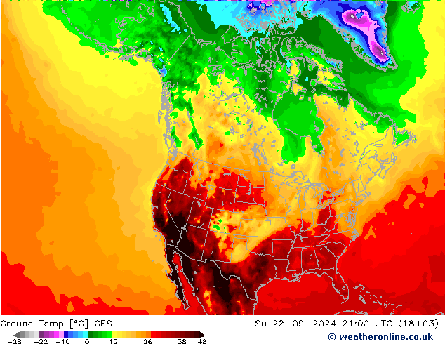 Bodemtemperatuur GFS zo 22.09.2024 21 UTC