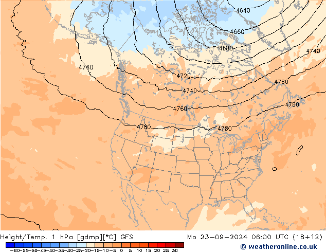 Hoogte/Temp. 1 hPa GFS ma 23.09.2024 06 UTC