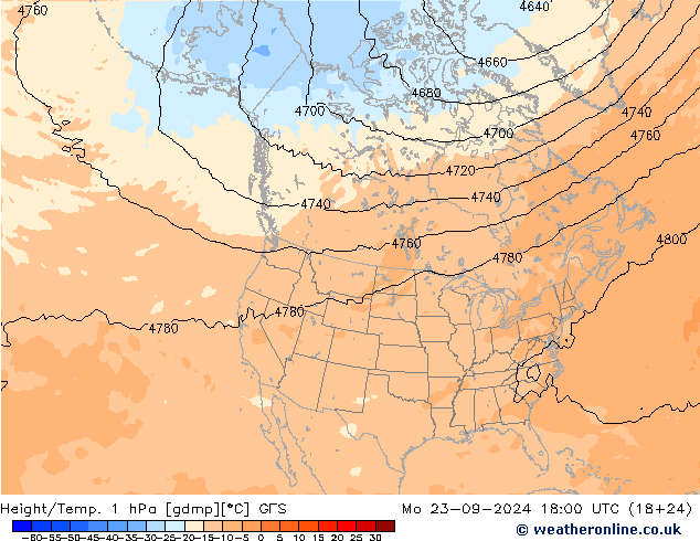 Height/Temp. 1 hPa GFS Mo 23.09.2024 18 UTC