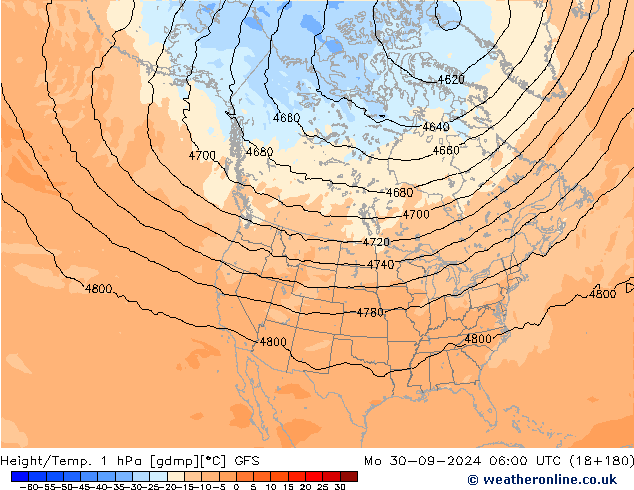 Yükseklik/Sıc. 1 hPa GFS Pzt 30.09.2024 06 UTC