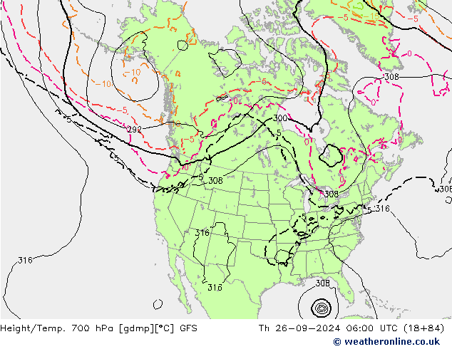 Height/Temp. 700 hPa GFS Th 26.09.2024 06 UTC