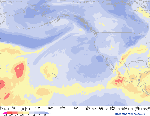 Lifted Index GFS  23.09.2024 00 UTC