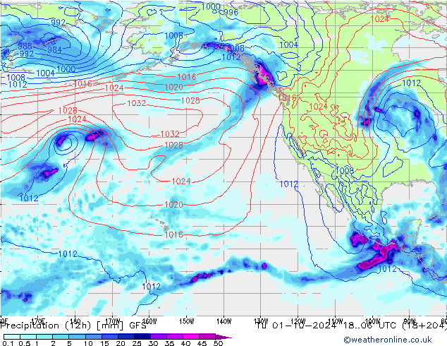 Precipitation (12h) GFS Tu 01.10.2024 06 UTC