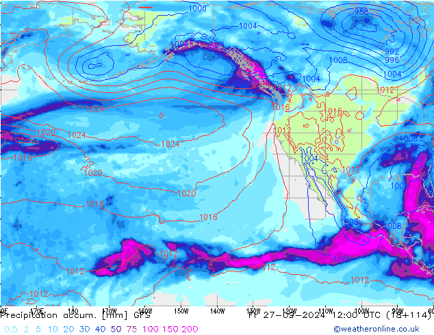 Precipitation accum. GFS Fr 27.09.2024 12 UTC