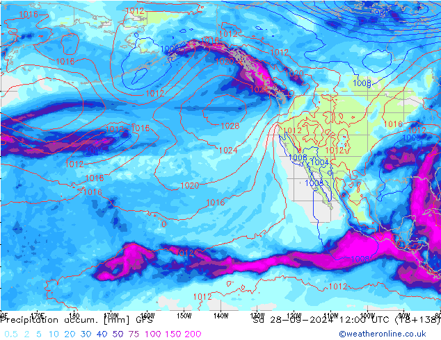 Précipitation accum. GFS sam 28.09.2024 12 UTC