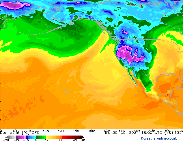 Dew point GFS Mo 30.09.2024 18 UTC