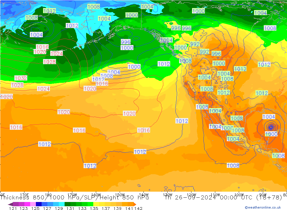 Thck 850-1000 hPa GFS Th 26.09.2024 00 UTC