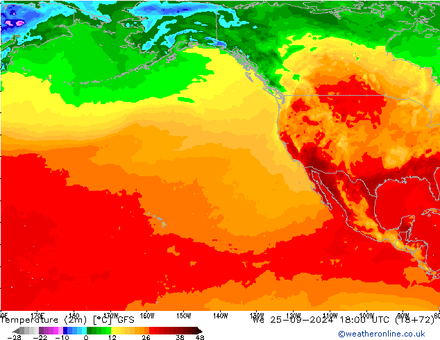 Temperature (2m) GFS We 25.09.2024 18 UTC