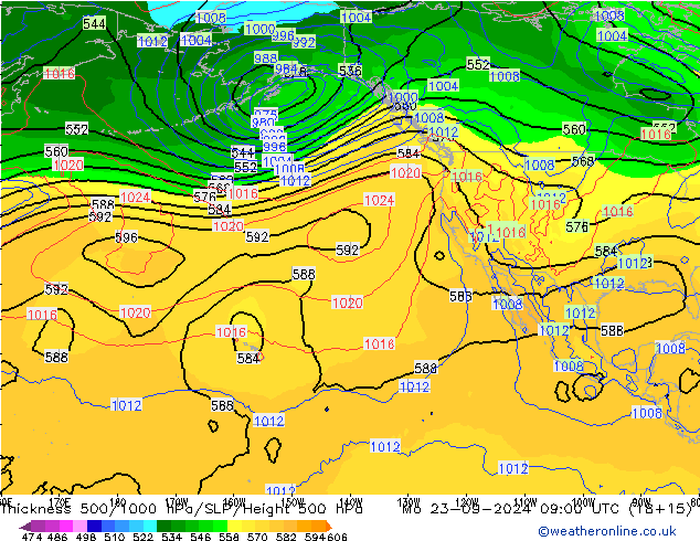 Thck 500-1000гПа GFS пн 23.09.2024 09 UTC